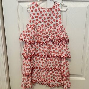 Mini boden Strawberry Print Ruffle Kids Dress